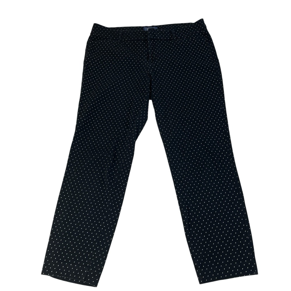 Old Navy Pixie Mid Rise Ankle Pants 12 Regular Black‎ White Micro Dot Stretch